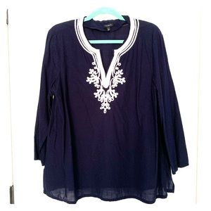 Talbots Embroidered Navy Tunic